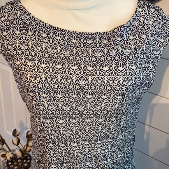 Tory Burch | Navy & White Print Dress | M - Picture 2 of 7